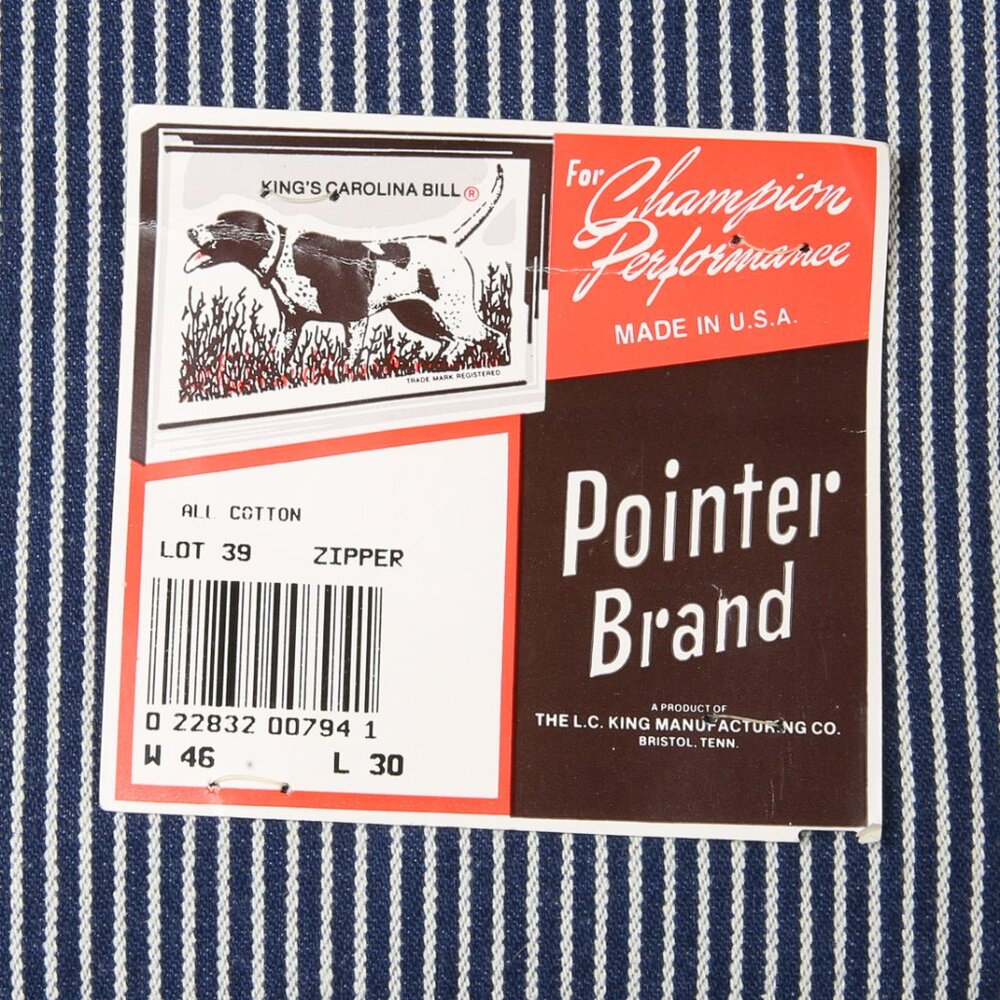 VINTAGE DEADSTOCK Pointer Brand Hickory Striped Carpenter Jeans Size 46x30 - Picture 6 of 14